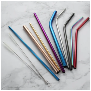 High-quality Stainless Reusable 304 Stainless Steel Metal Drinking Straw Set With Bag Customized Logo